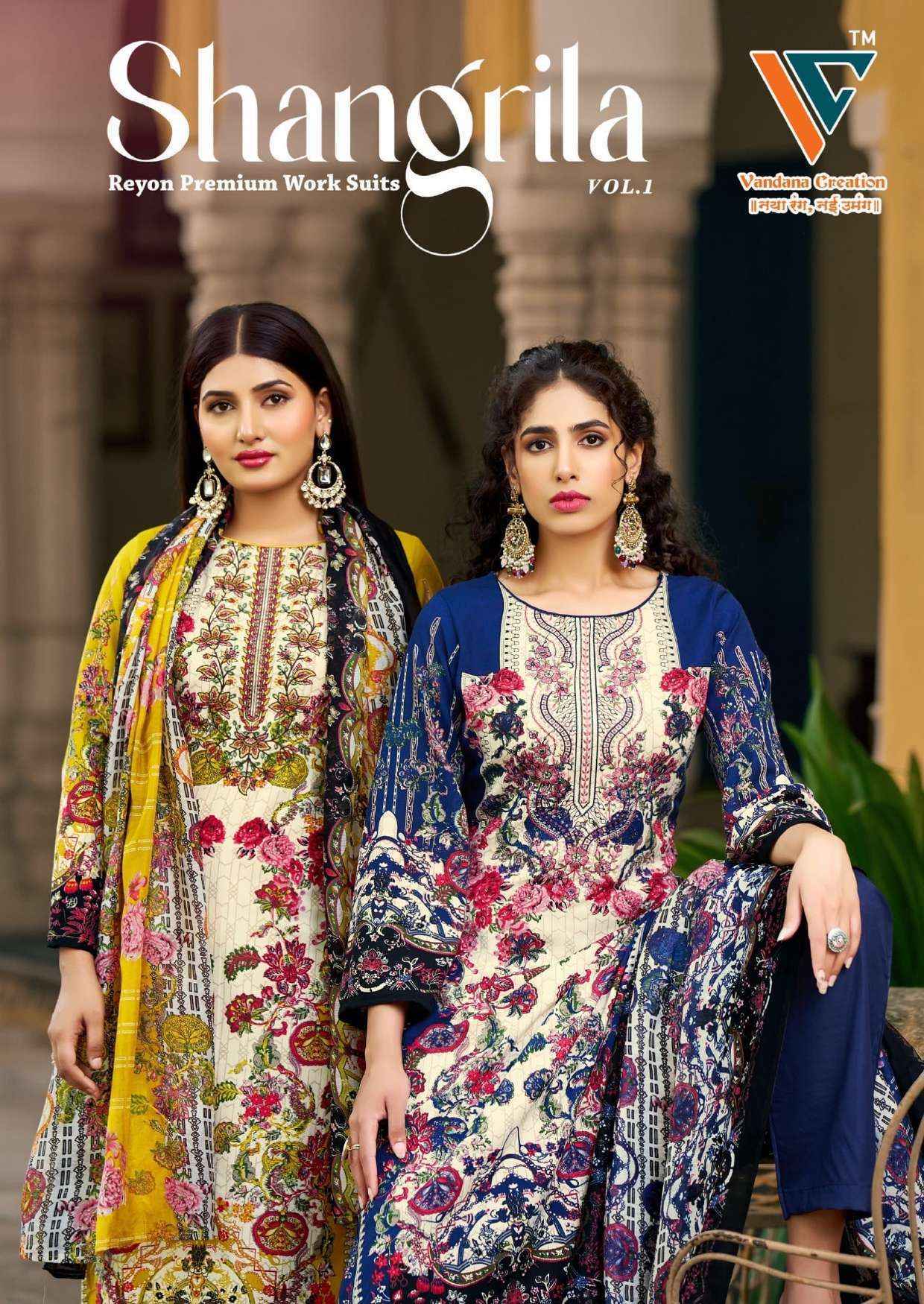 Vandana‎ Creation Shangrila‎‎ Vol 1 Rayon Dress Material Wholesale Price ( 8 pcs Catalogue )