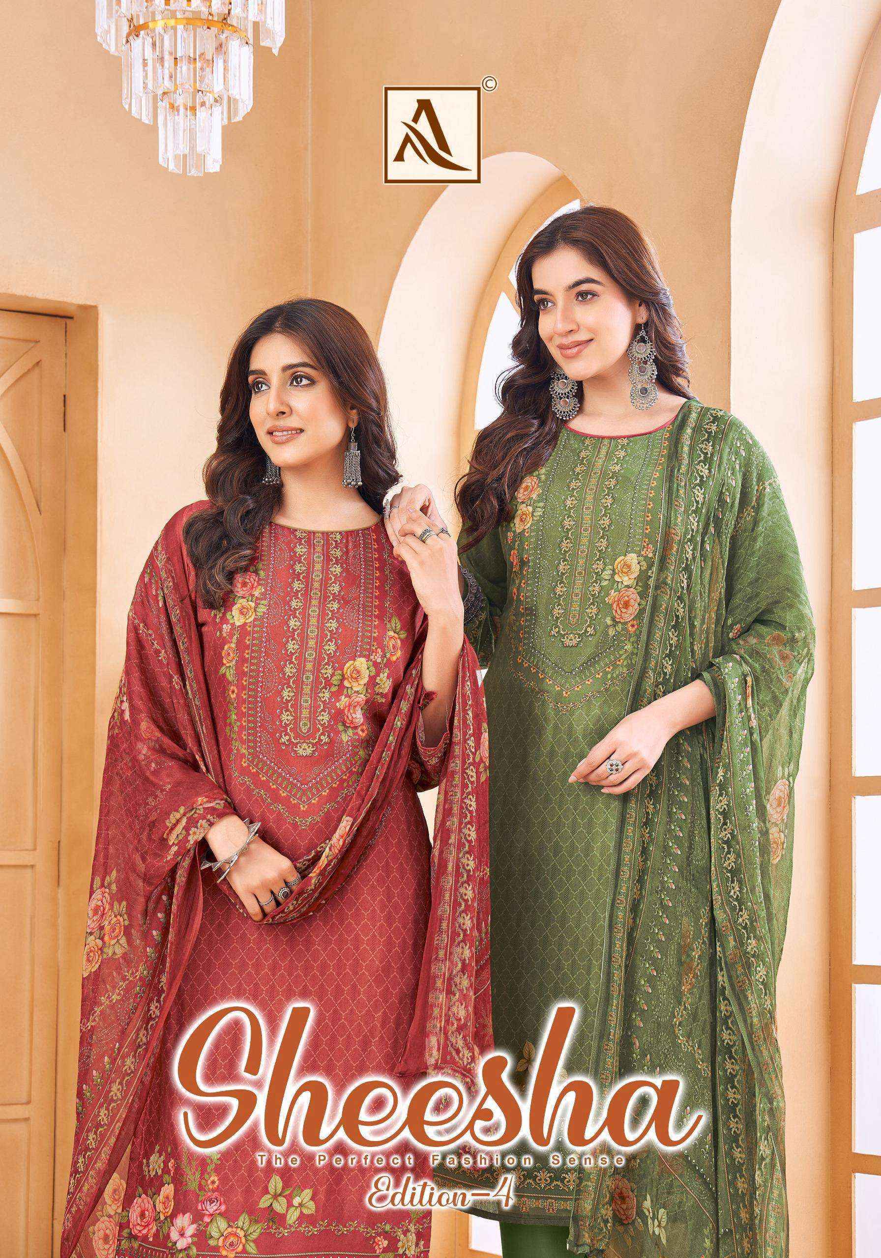 Alok Sheesha Vol 4 Viscose Muslin Dress Material  ( 4 pcs Catalogue )