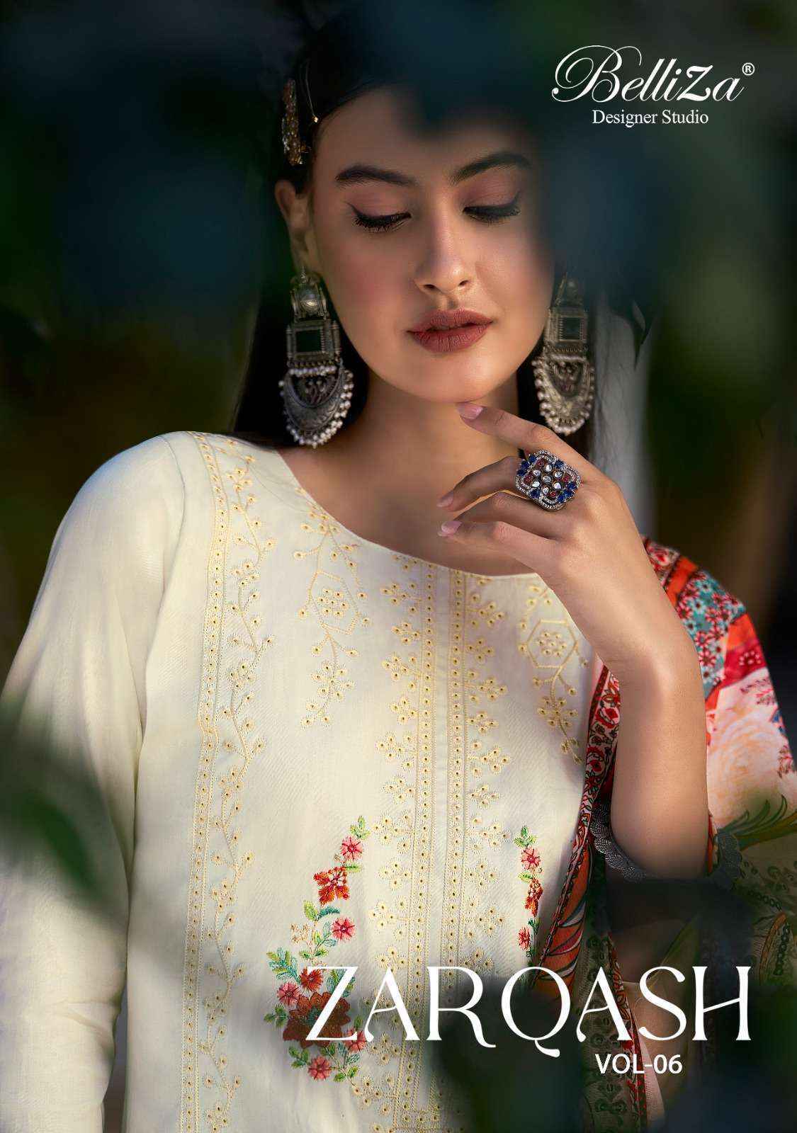 Belliza Zarqash Vol 6 Wholesale Jam Satin Dress Material ( 6 pcs Catalogue