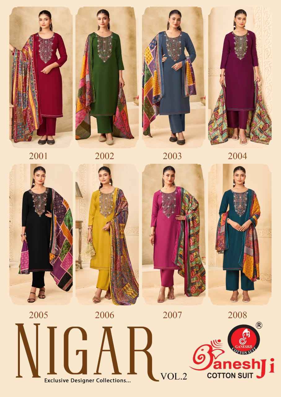 Ganesh Ji Nigar Vol 2 Rayon Salwar Kameez Wholesale Rate ( 8 Pcs Catalog )