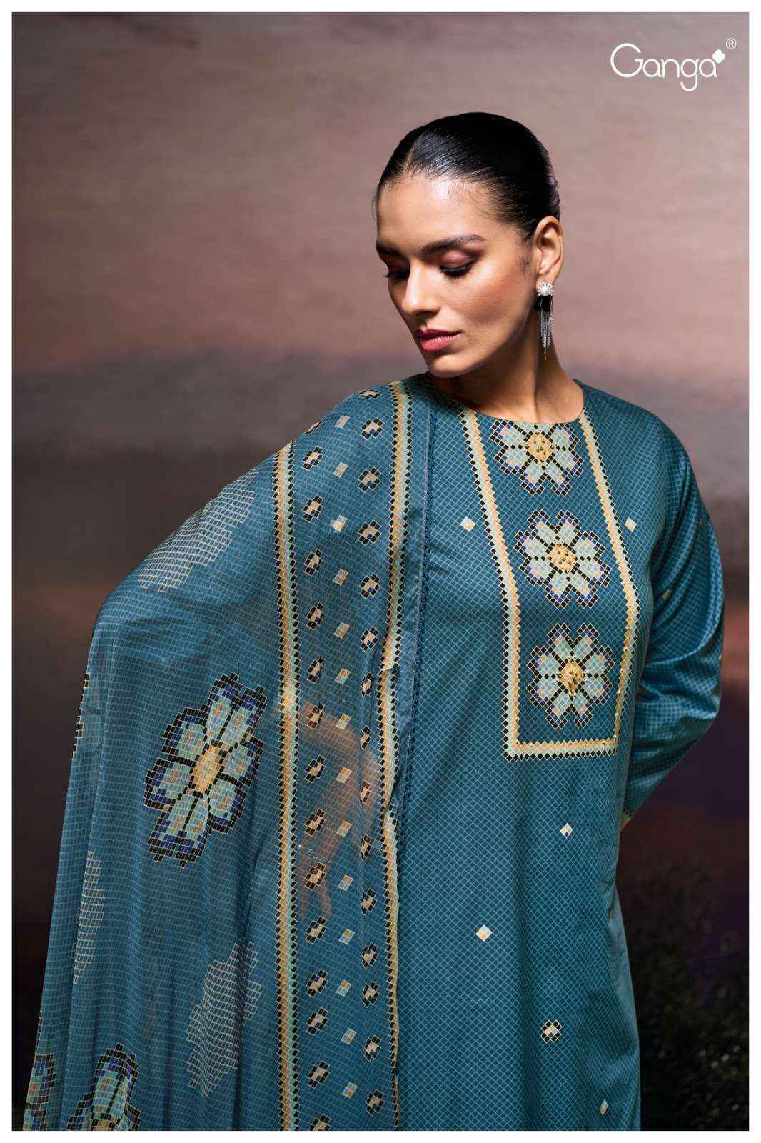 Ganga Gulzara 3687 Satin Cotton Salwar Kameez Wholesale Rate ( 4 Pcs Catalog )
