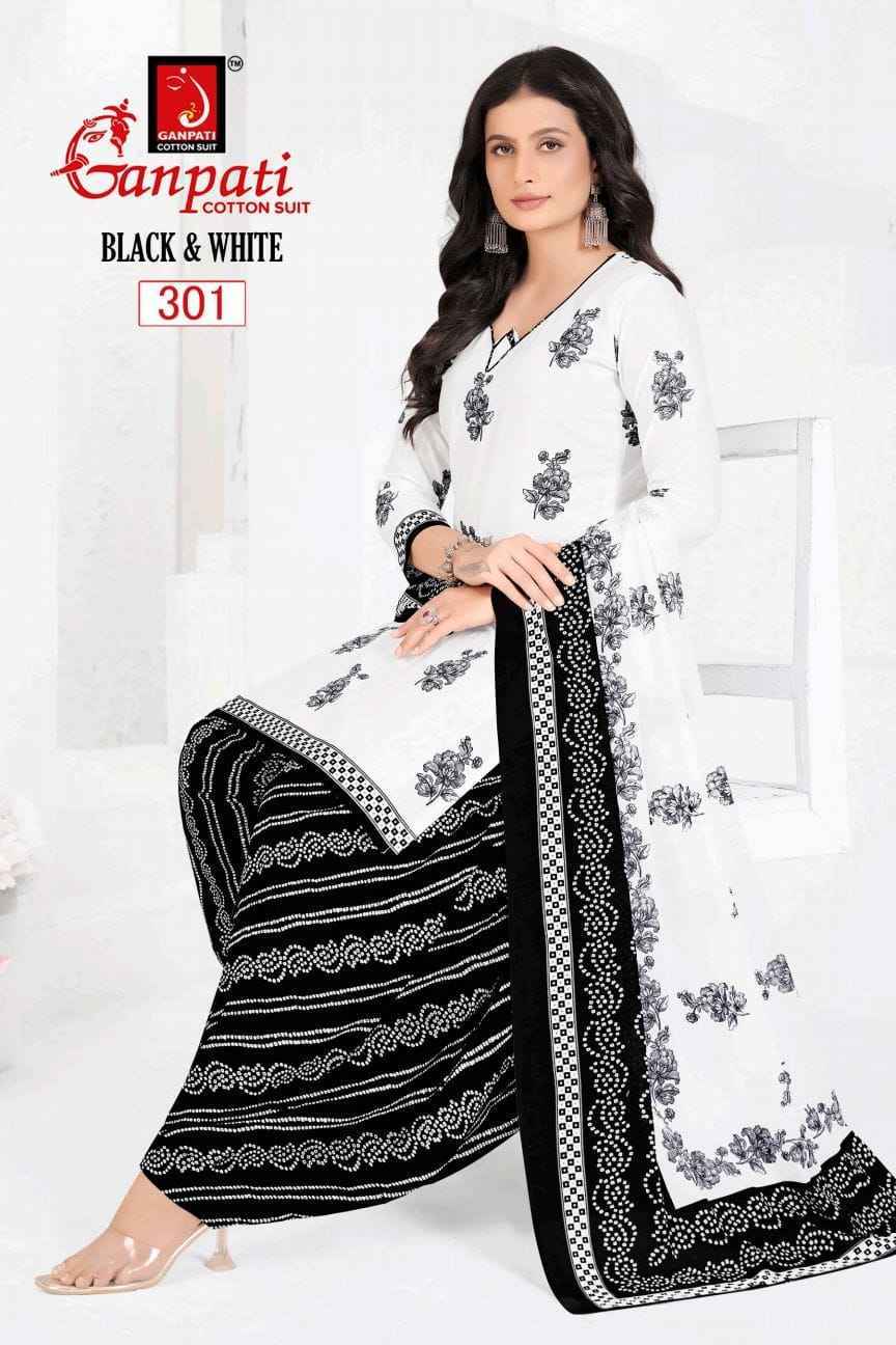 Ganpati Black & White Vol 3 Cotton Dress Material Wholesale Textile ( 6 pcs Catalogue )