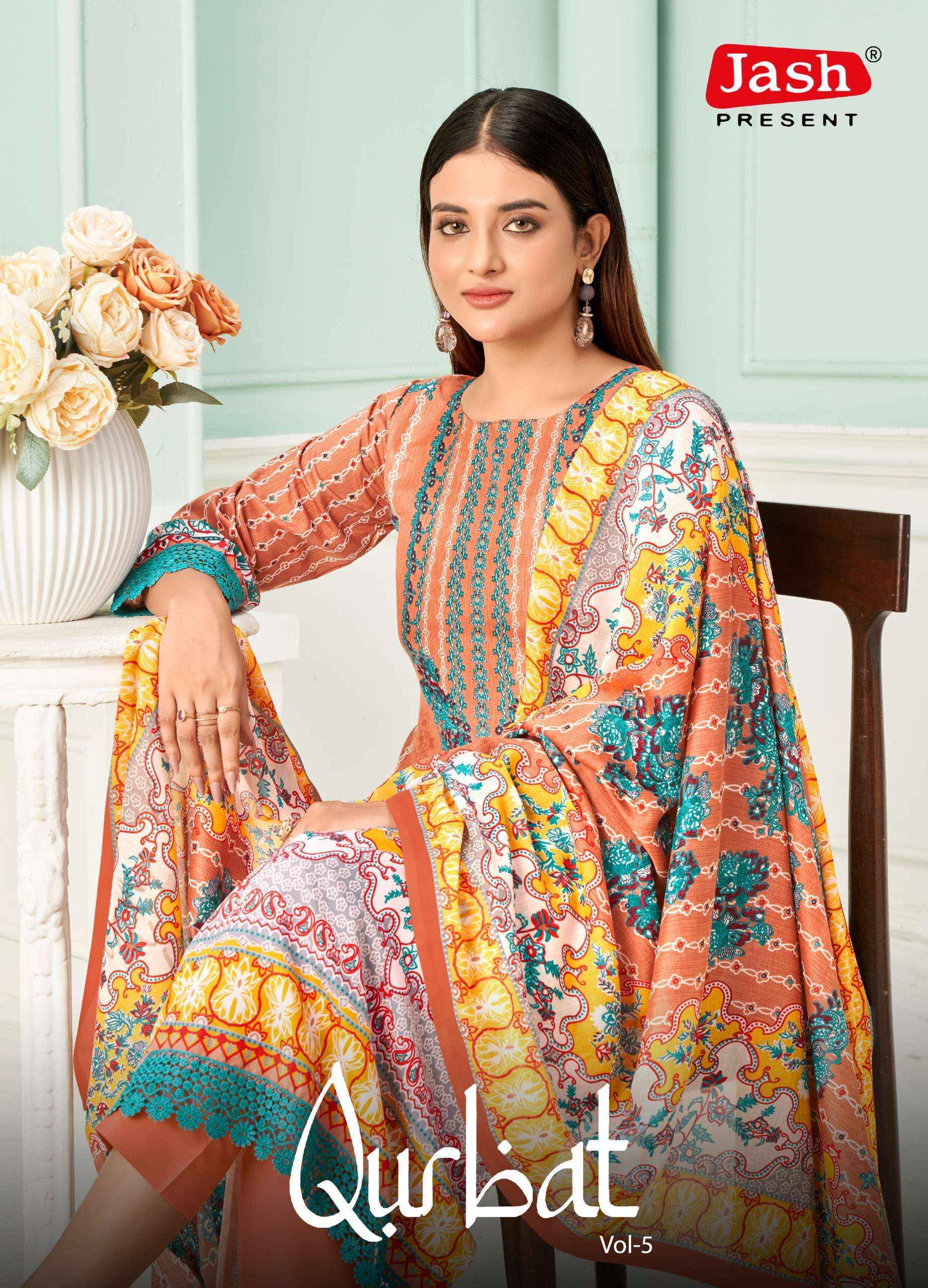 Jash Qurbat Vol 5 Cotton Dress Material Latest Catalog ( 8 pcs Catalogue