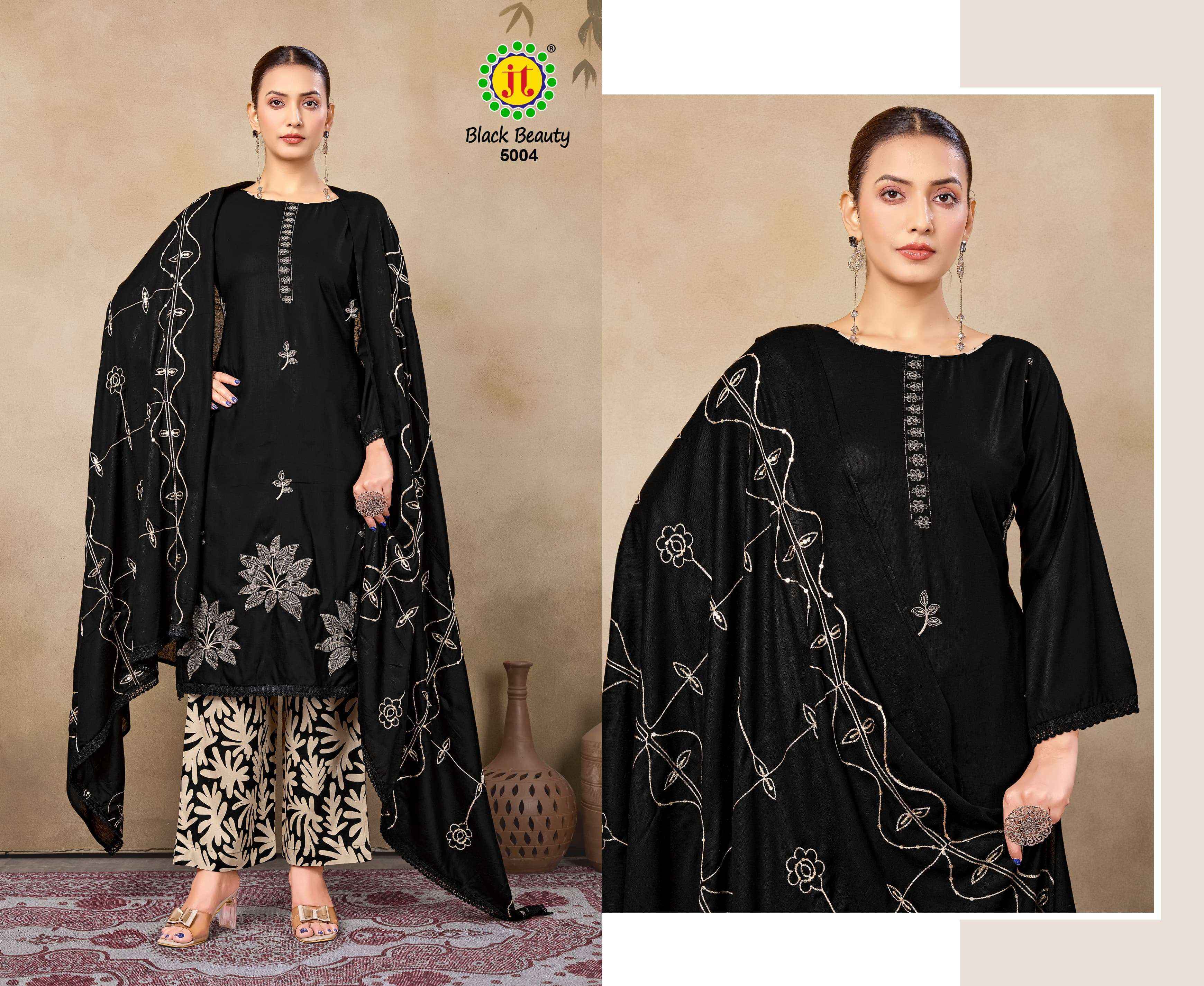 Jt Black Beauty Vol 5 Rayon Dress Material Wholesale Price ( 5 pcs Catalogue