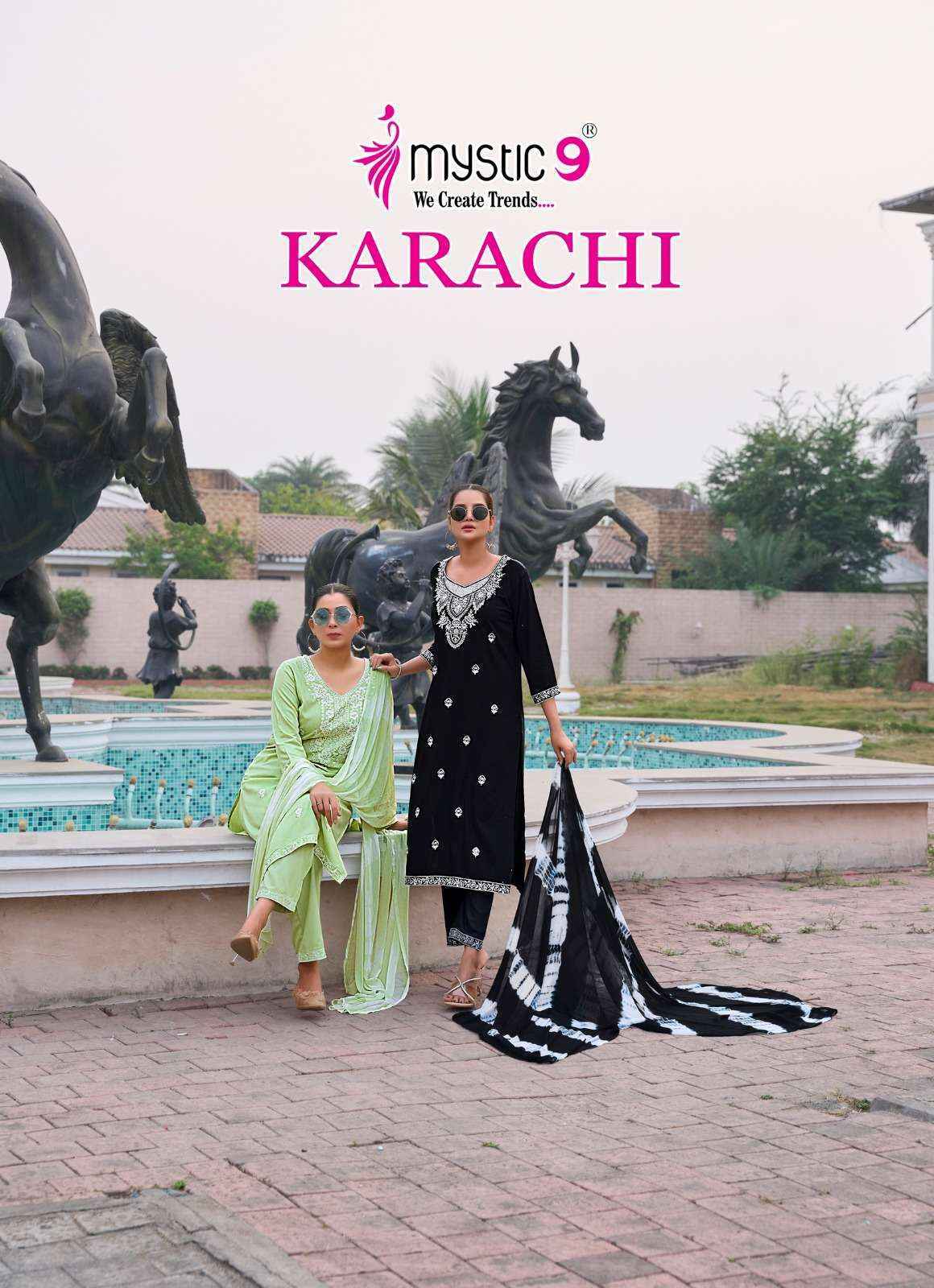 Mystic 9 Karachi Vol 6 Rayon Kurti Combo Dress Wholesale Rate ( 6 Pcs Catalog )