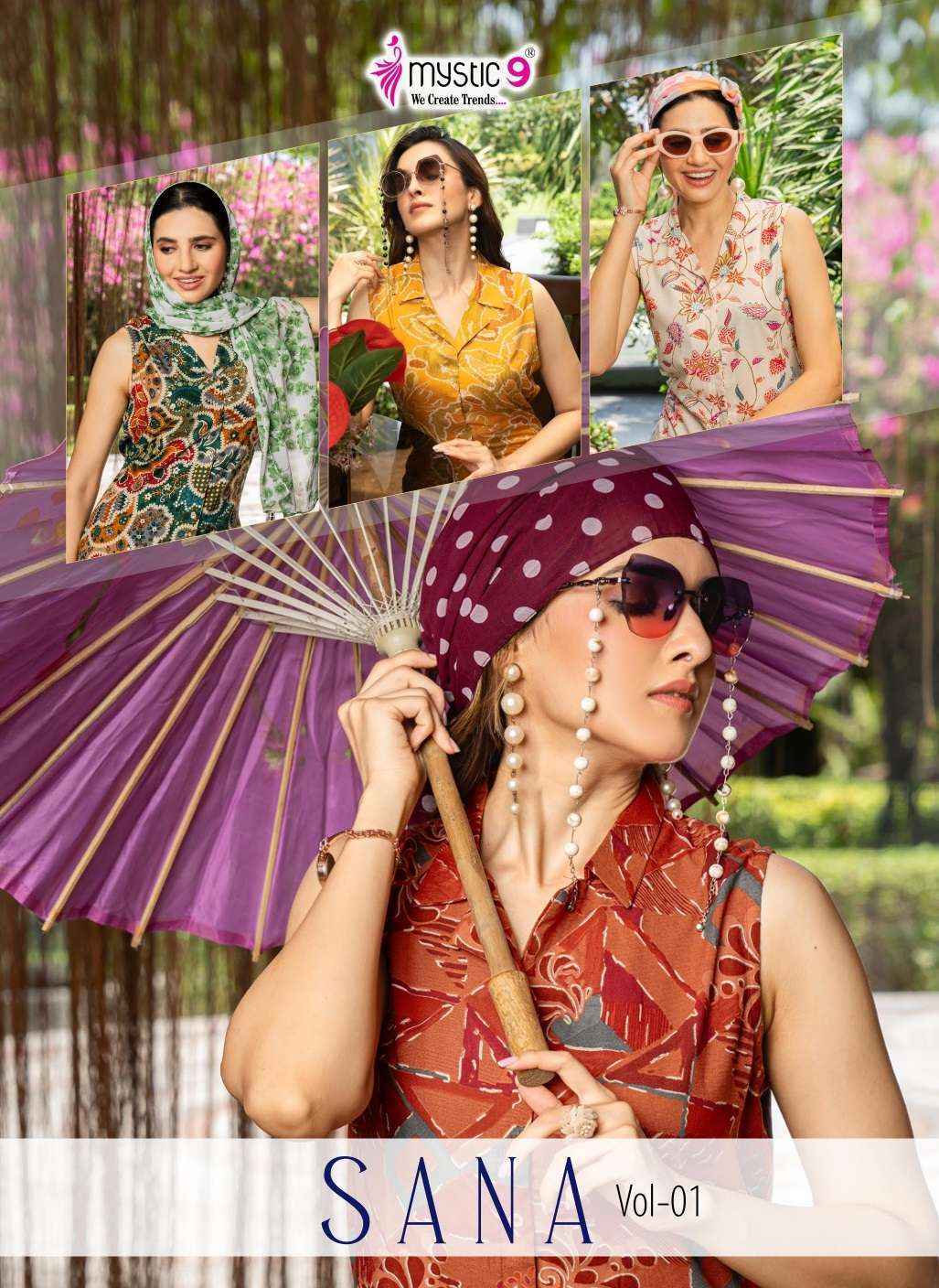 Mystic 9 Sana Vol 1 Rayon Kurti With Bottom Combo Set Wholesale Rate ( 10 Pcs Catalog )