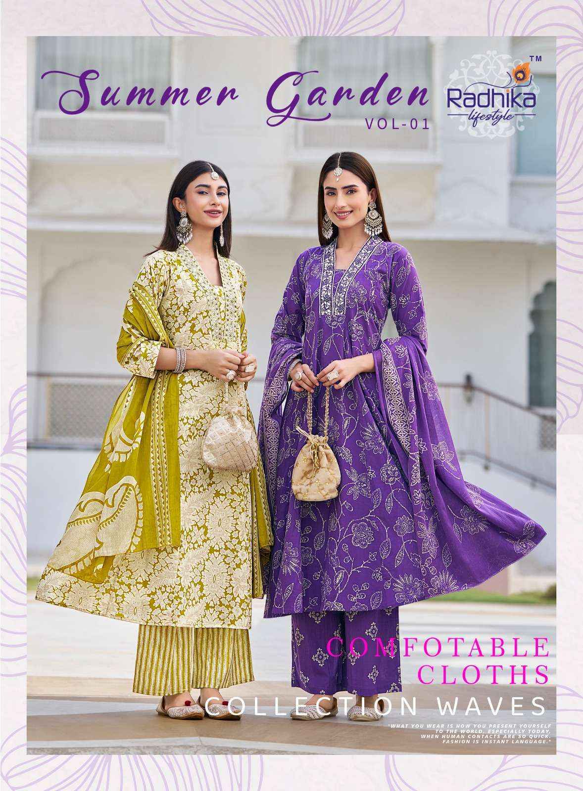 Radhika Lifestyle Summer Garden Vol 1 Cotton Kurti Combo Set Wholesale Rate ( 8 Pcs Catalog )