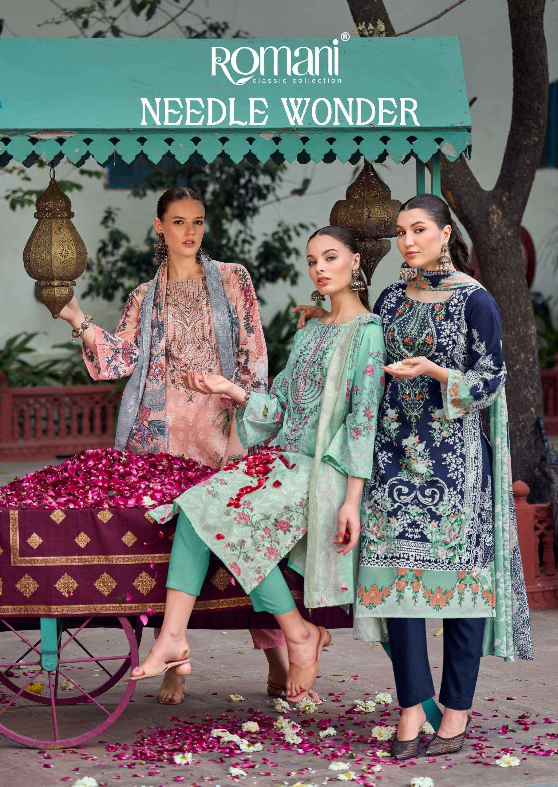 Romani Needle Wonder Cotton Dress Material Wholesale Price ( 8 pcs Catalogue )