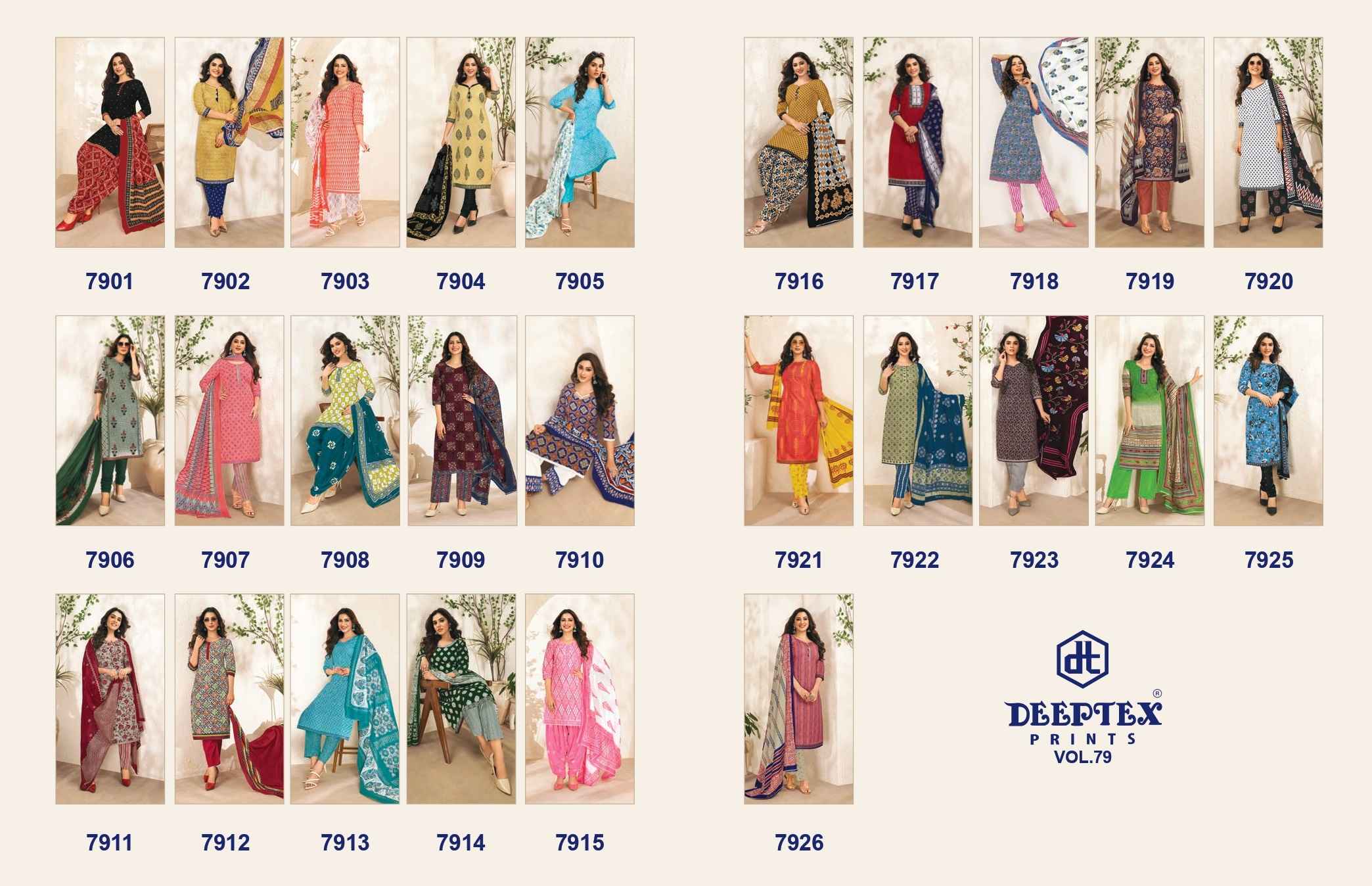 DEEPTEX PRINTS MISS INDIA VOL 79 PRINTED COTTON SALWAR SUITS WHOLESALER SURAT