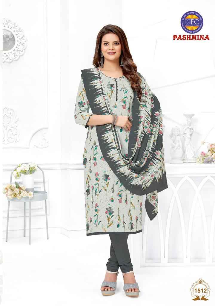 MFC PASHMINA VOL 15 HEAVY COTTON FANCY DESIGNER PRINT SUITS WHOLESALER SURAT