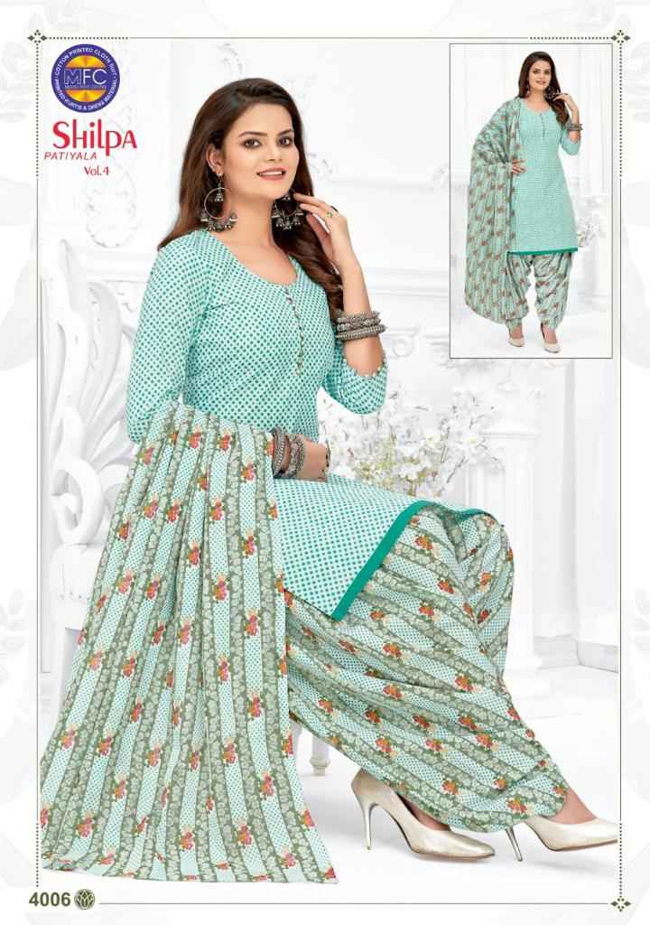 MFC SHILPA PATIYALA VOL 4 COTTON PRINTED SALWAR SUITS WHOLESALER SURAT