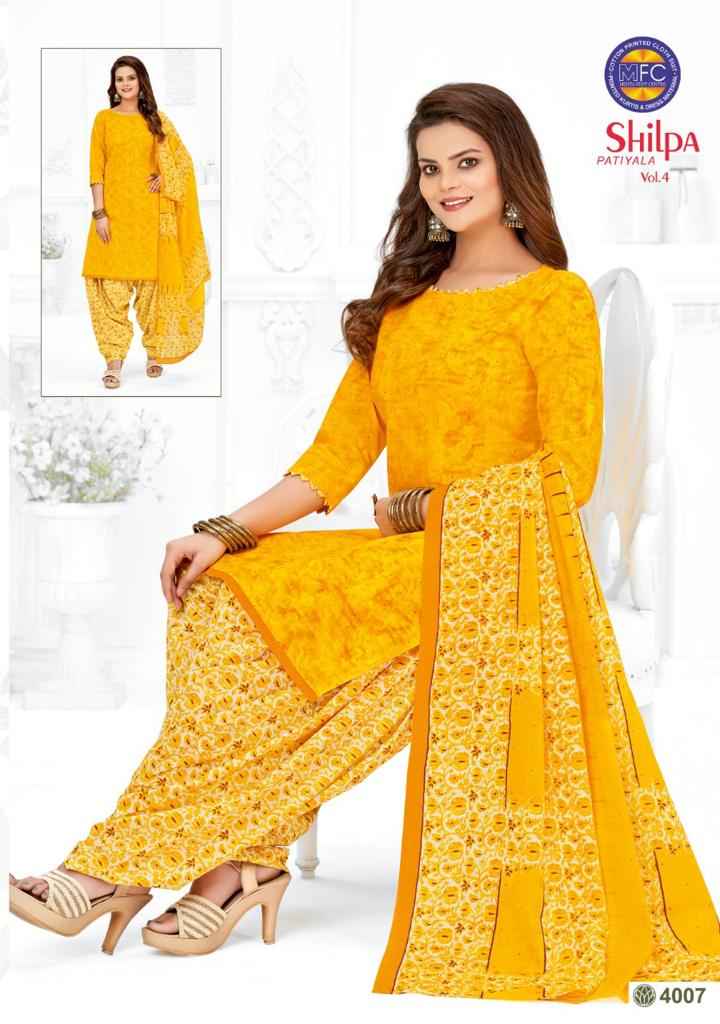 MFC SHILPA PATIYALA VOL 4 COTTON PRINTED SALWAR SUITS WHOLESALER SURAT