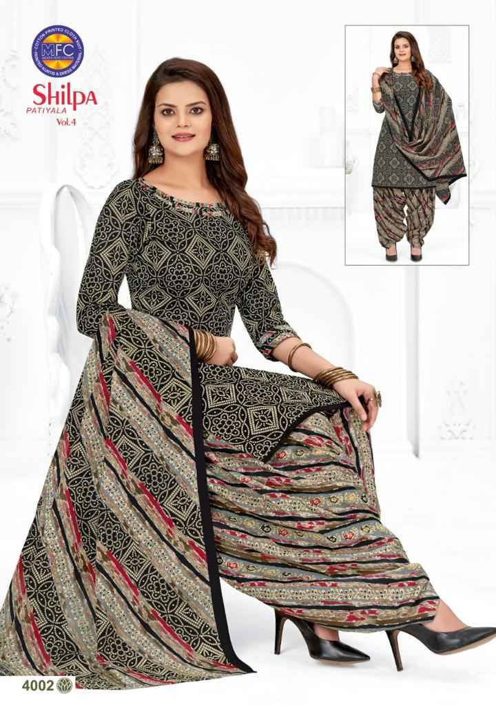 MFC SHILPA PATIYALA VOL 4 COTTON PRINTED SALWAR SUITS WHOLESALER SURAT