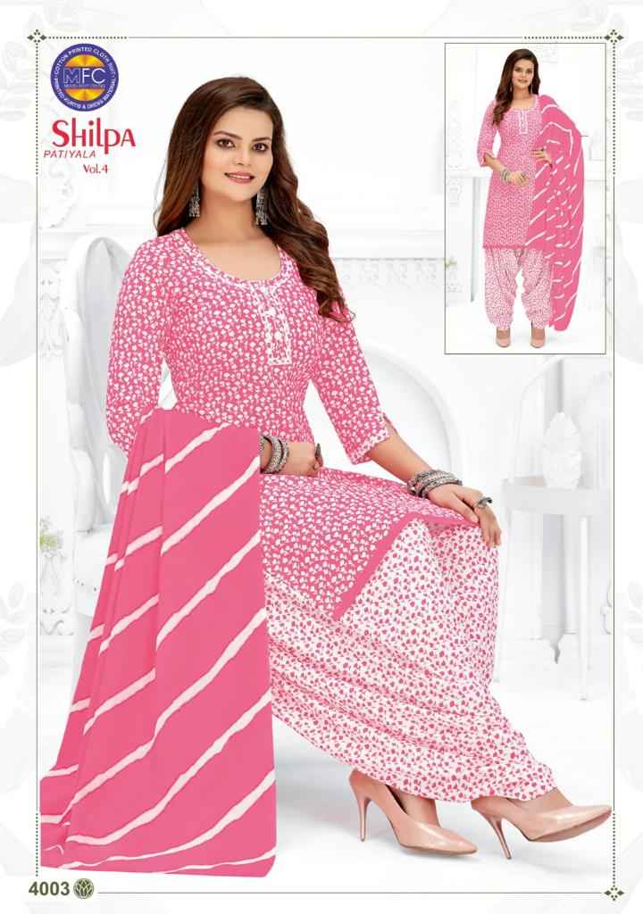 MFC SHILPA PATIYALA VOL 4 COTTON PRINTED SALWAR SUITS WHOLESALER SURAT