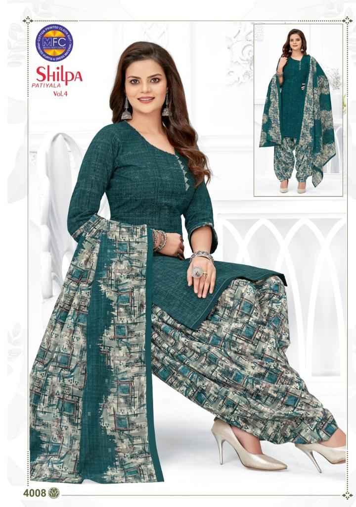 MFC SHILPA PATIYALA VOL 4 COTTON PRINTED SALWAR SUITS WHOLESALER SURAT