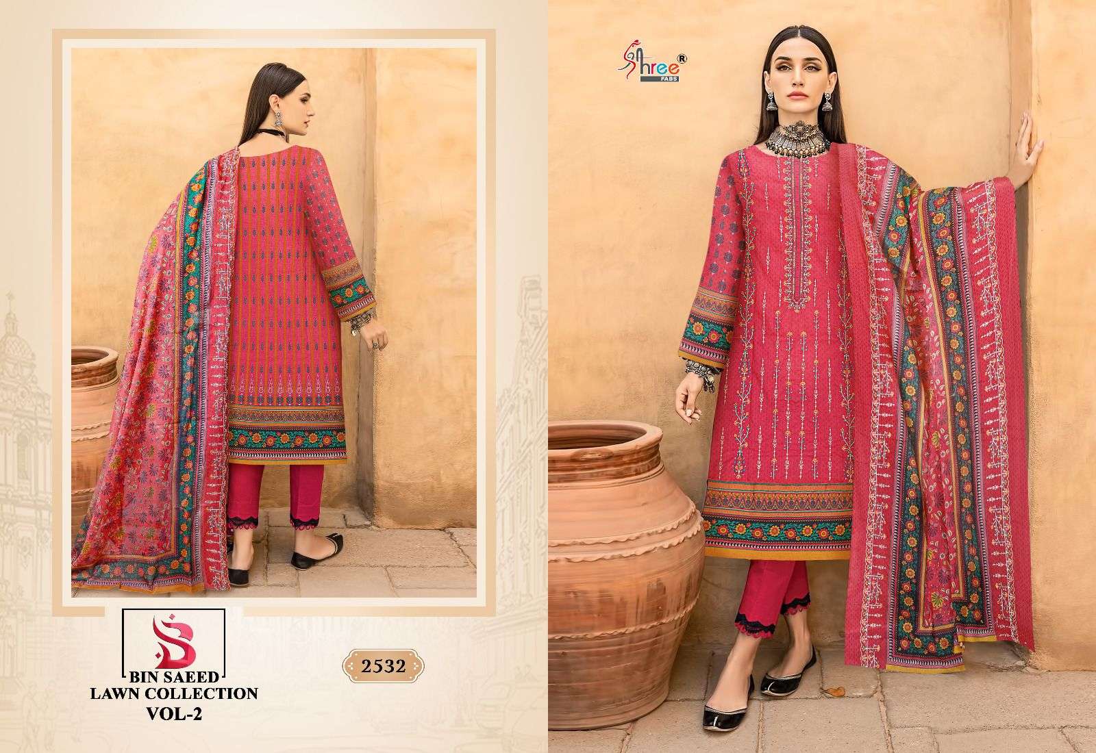 SHREE FABS BIN SAEED LAWN COLLECTION VOL-2 LAWN COTTON EMBROIDERY SUITS