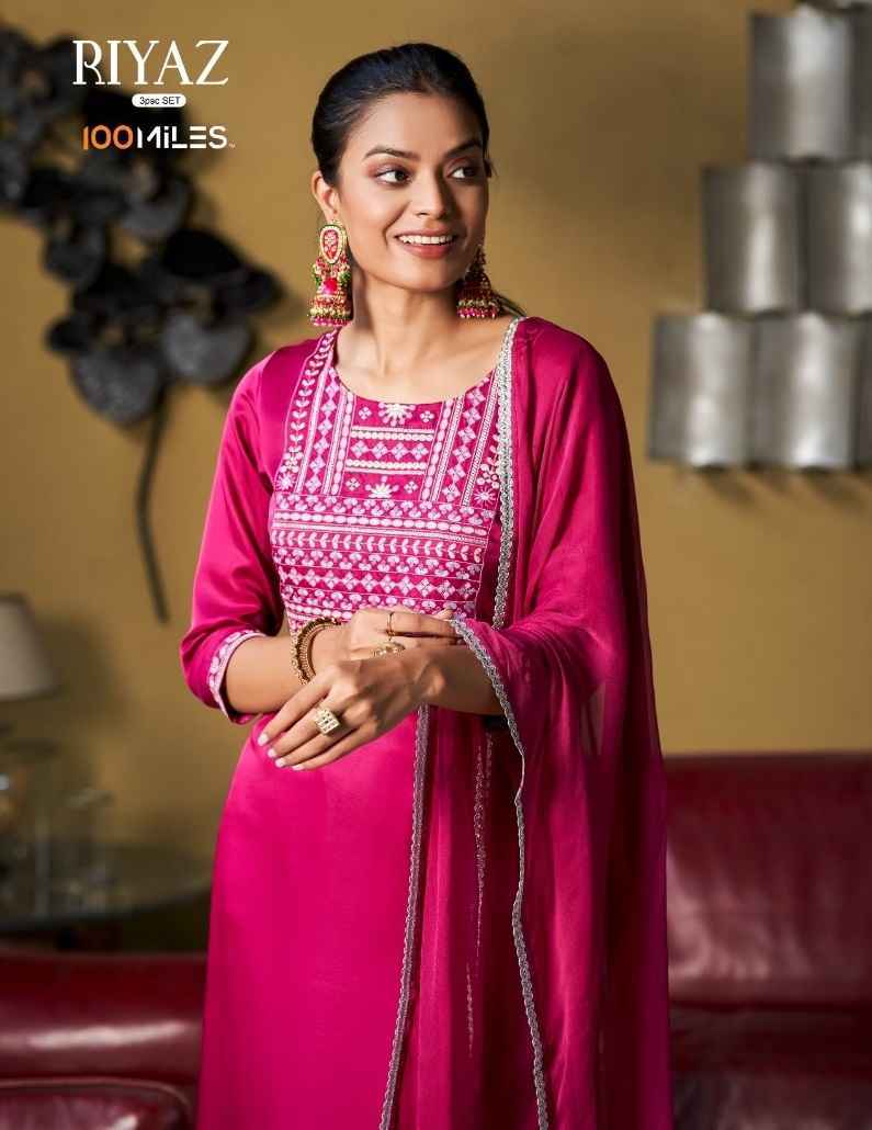 100 Miles Riyaz 3 Fancy Kurti Combo 4 pcs Catalogue