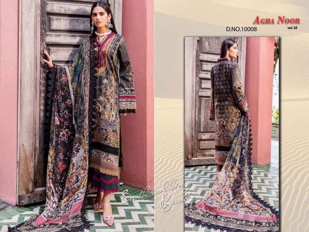AGHA NOOR LUXURY LAWN COLLECTION VOL-10 LAWN COTTON PAKISTANI SUITS CATALOG WHOLESALE PRICE