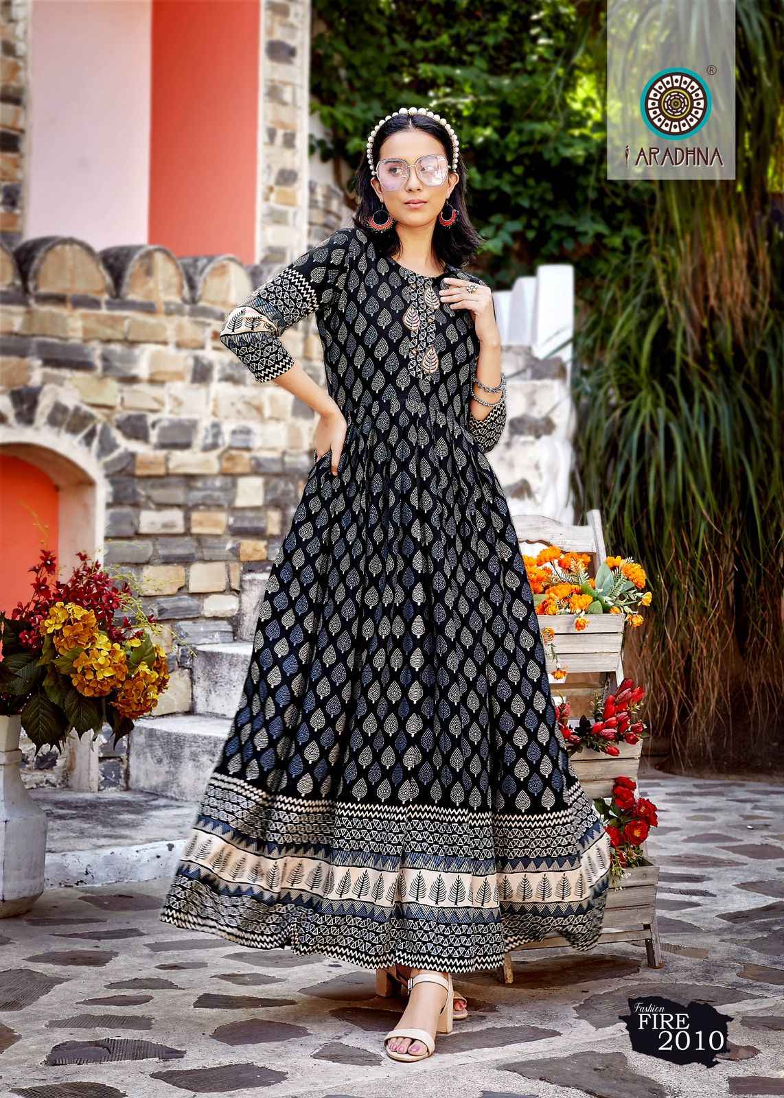 ARADHNA FASHION FIRE VOL-2 RAYON PRINT WITH EMBROIDERY WORK FANCY LONG GOWNS