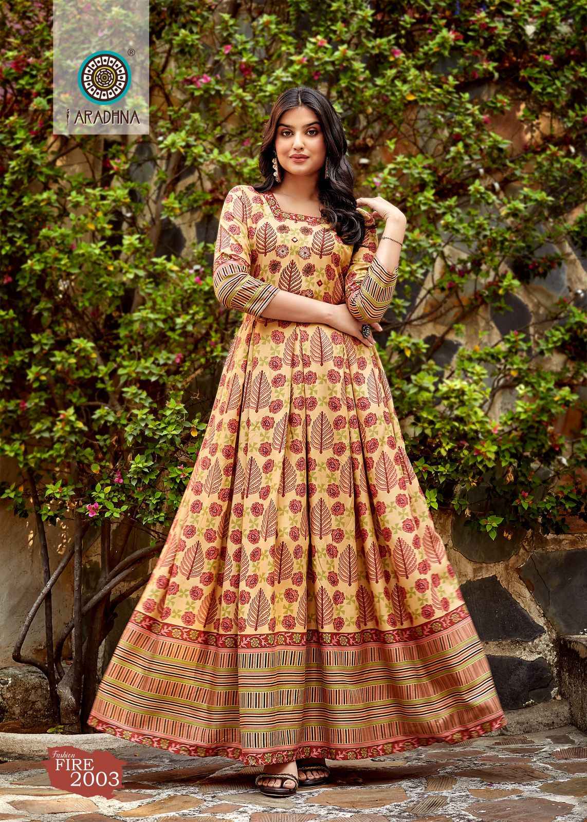 ARADHNA FASHION FIRE VOL-2 RAYON PRINT WITH EMBROIDERY WORK FANCY LONG GOWNS