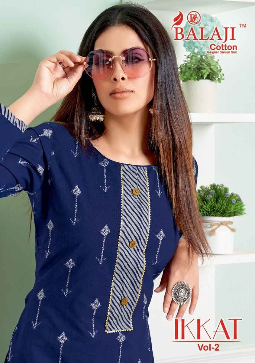 Balaji Cotton Ikkat Vol-2 Cotton Kurti With Pant 8 pcs Catalogue