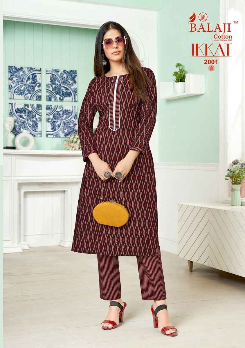 Balaji Cotton Ikkat Vol-2 Cotton Kurti With Pant 8 pcs Catalogue