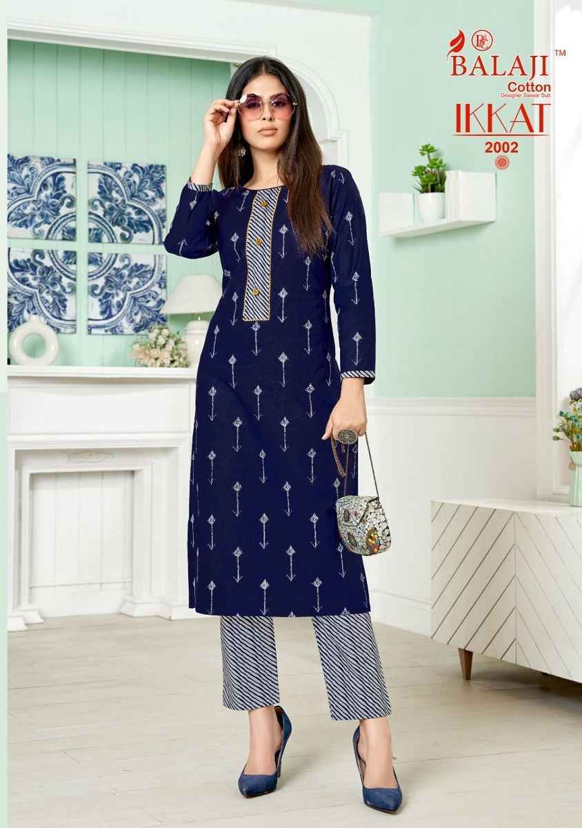 Balaji Cotton Ikkat Vol-2 Cotton Kurti With Pant 8 pcs Catalogue