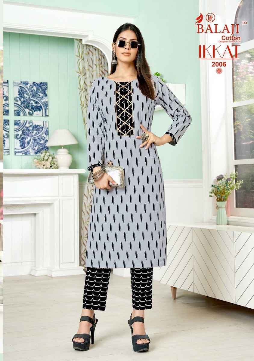 Balaji Cotton Ikkat Vol-2 Cotton Kurti With Pant 8 pcs Catalogue