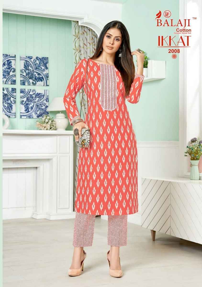 Balaji Cotton Ikkat Vol-2 Cotton Kurti With Pant 8 pcs Catalogue