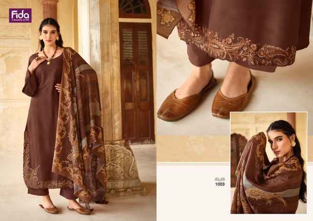 Fida Aliza Wool Dress Material 6 pcs Catalogue Wholesale Price