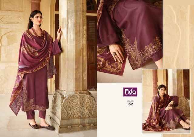 Fida Aliza Wool Dress Material 6 pcs Catalogue Wholesale Price