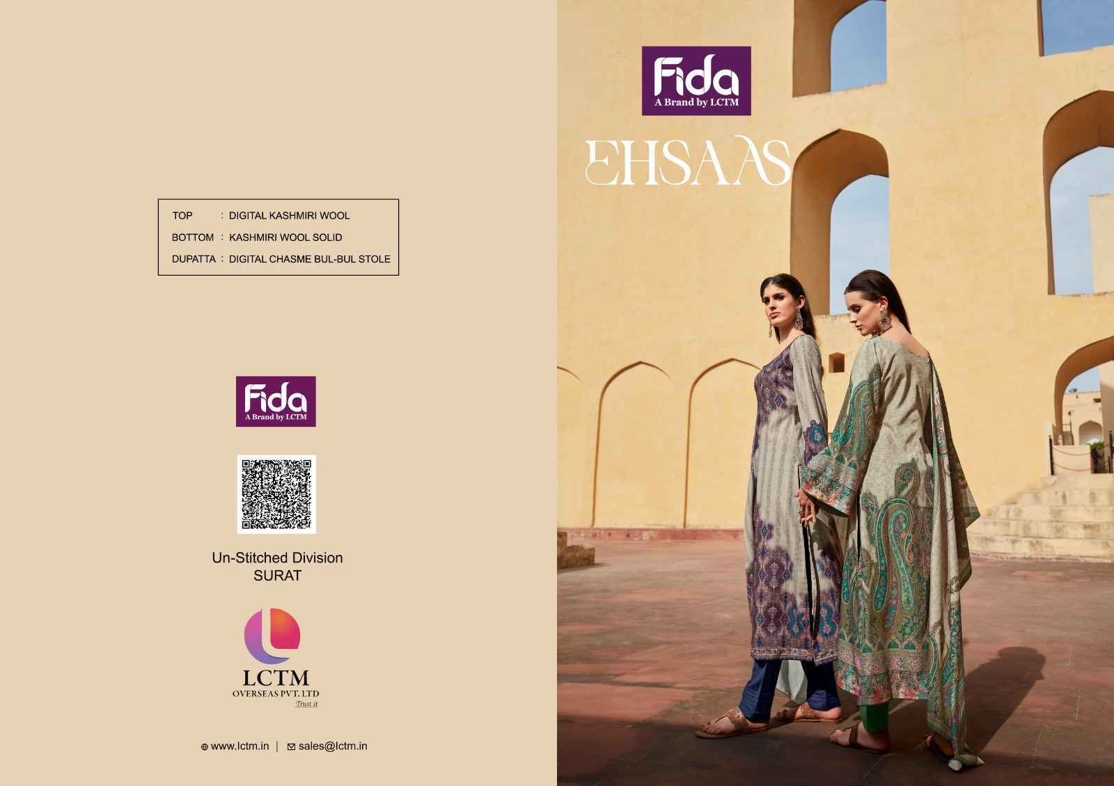 Fida Ehsaas Wool Dress Material 6 pcs Catalogue Wholesale Price