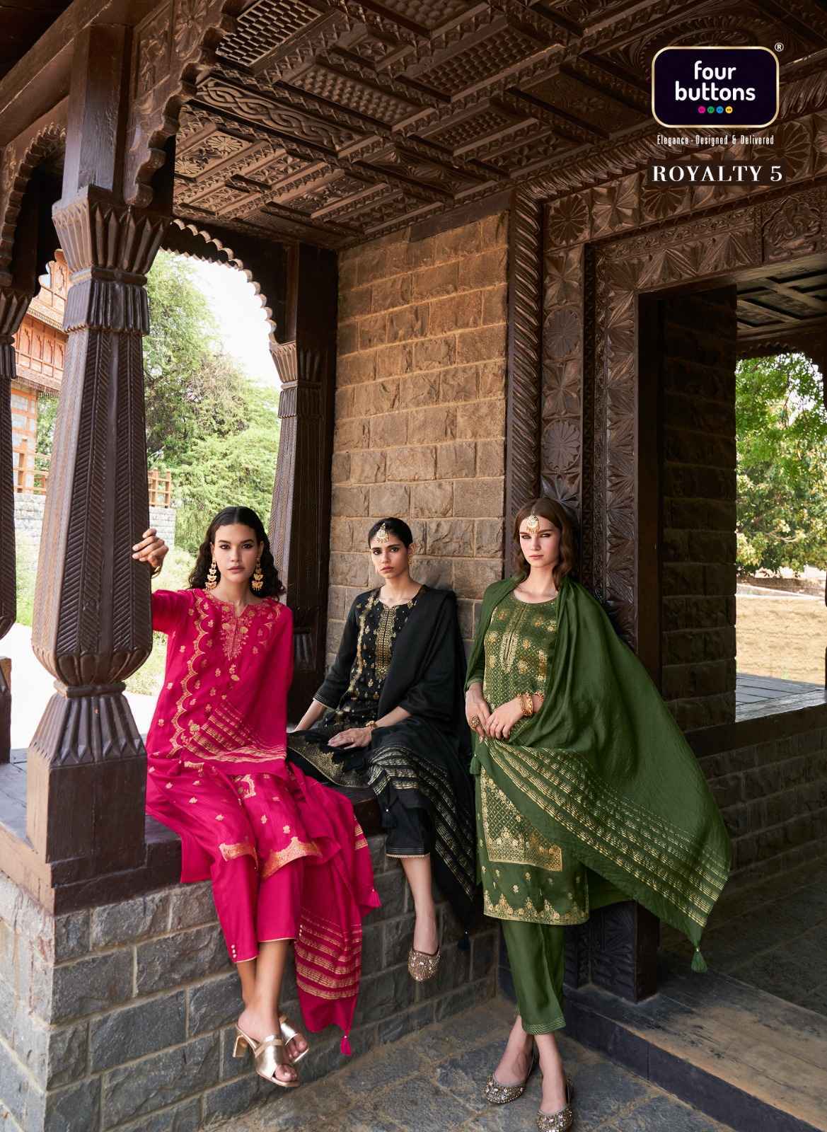 Four Buttons Royalty Vol-5 Readymade Jacquard Dress 6 pcs Catalogue