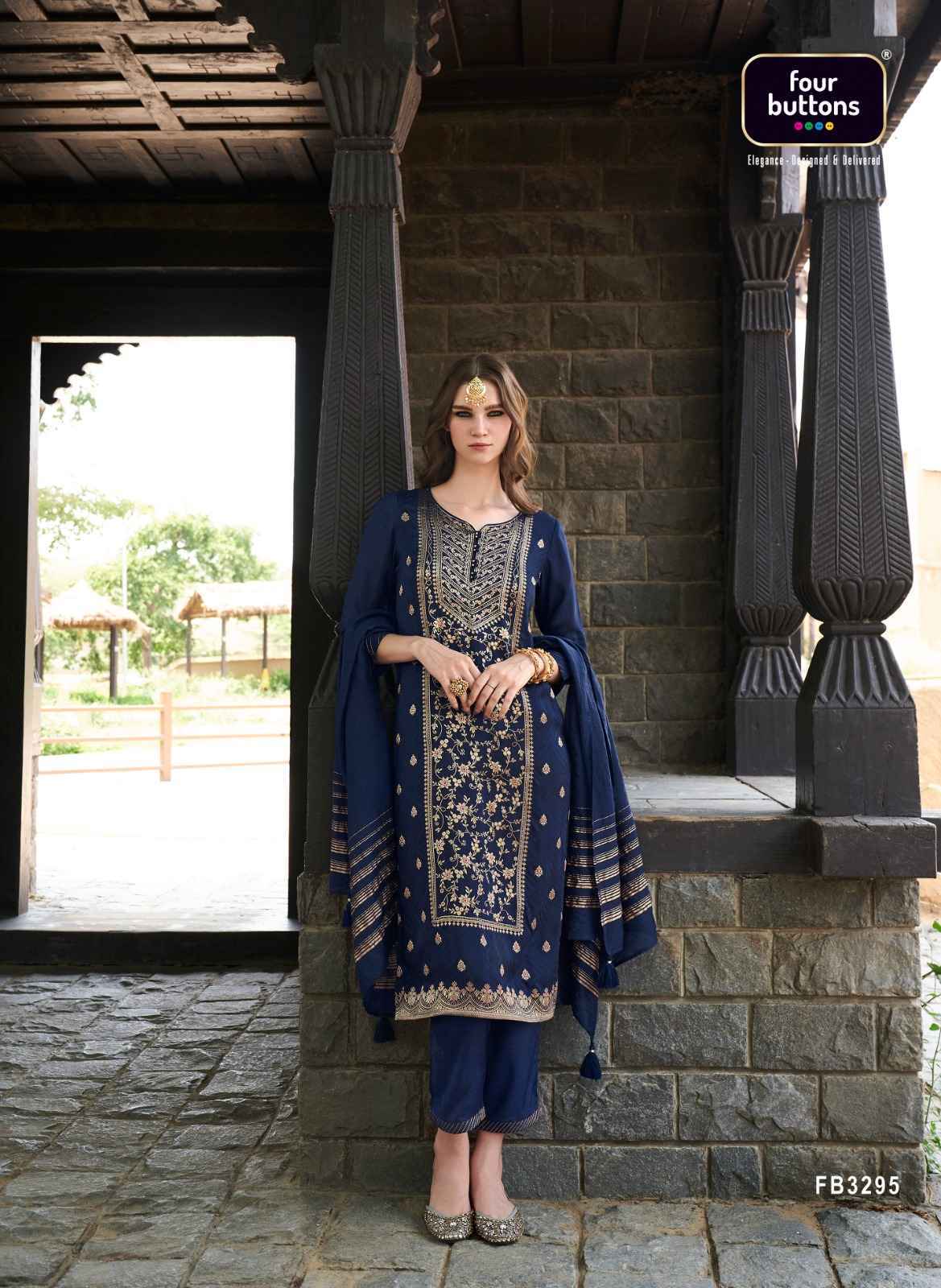 Four Buttons Royalty Vol-5 Readymade Jacquard Dress 6 pcs Catalogue