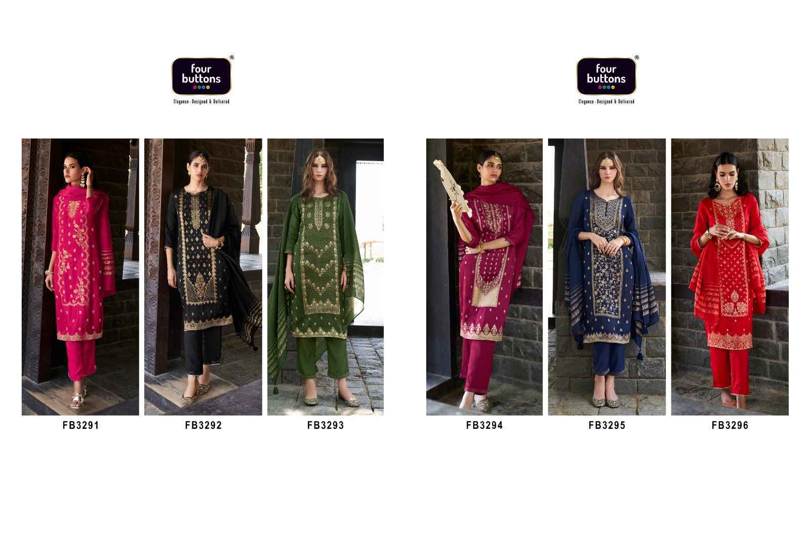 Four Buttons Royalty Vol-5 Readymade Jacquard Dress 6 pcs Catalogue