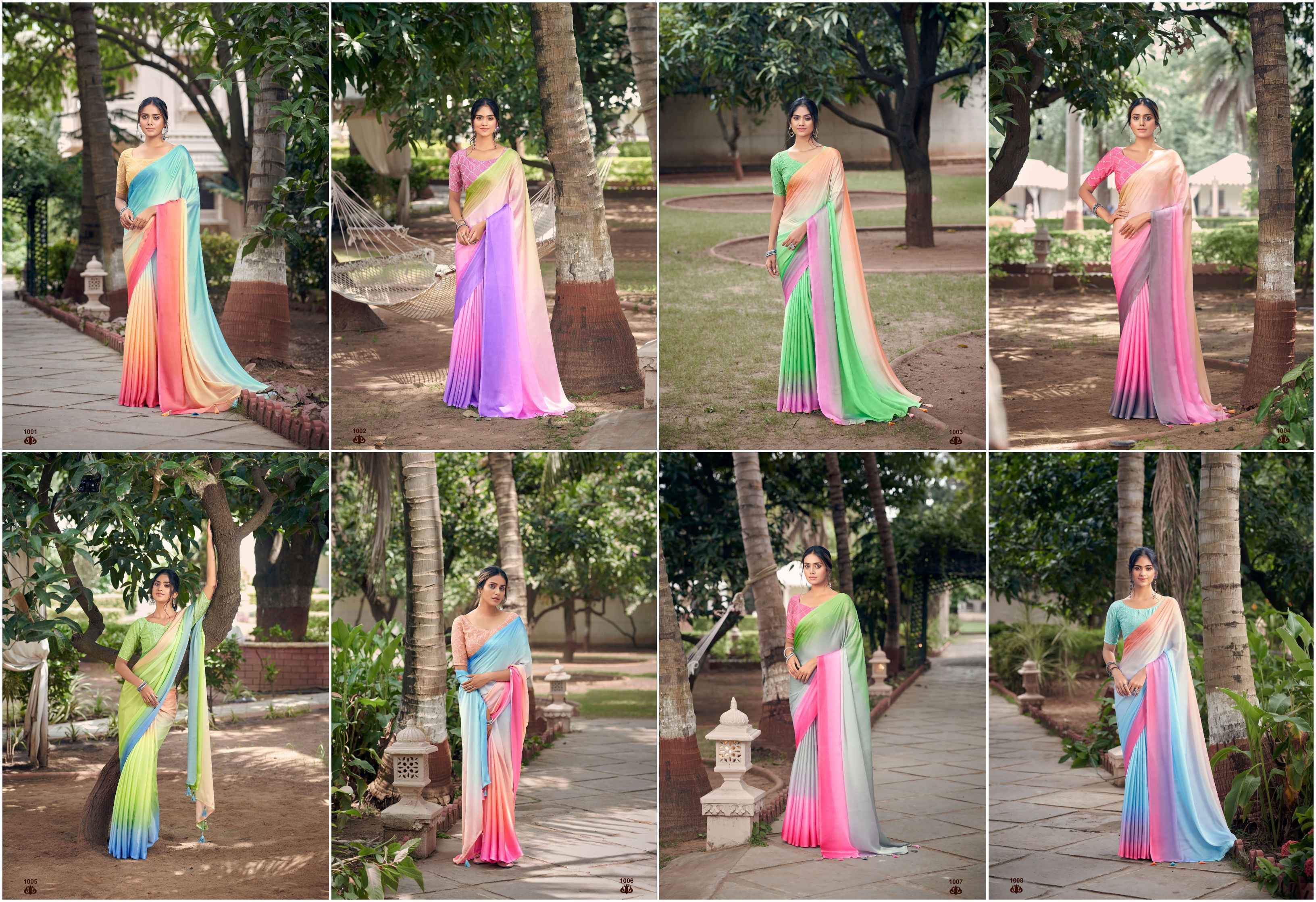 Kashvi Creation Eliza Satin Saree 8 pcs Catalogue Wholesale Price