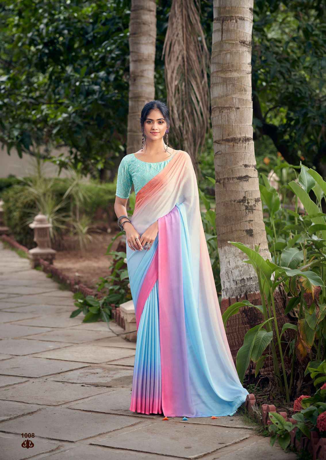 Kashvi Creation Eliza Satin Saree 8 pcs Catalogue Wholesale Price