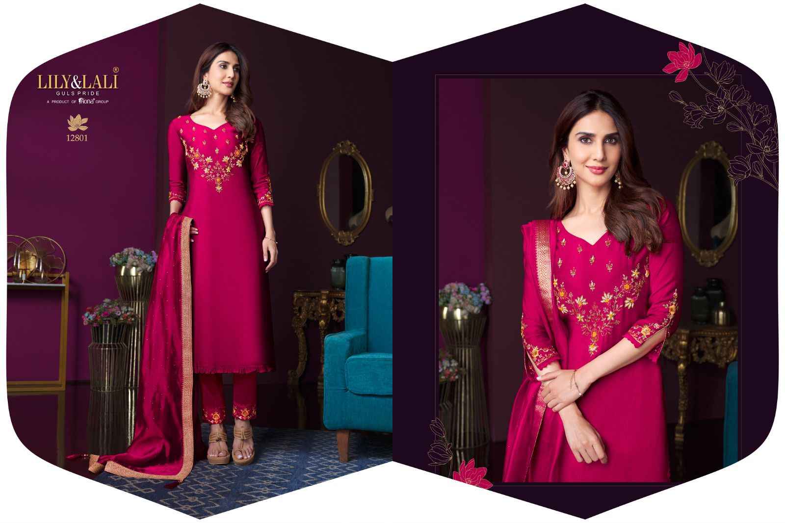 LILY AND LALI MODERN EASE VISCOSE WITH BEAUTIFUL HAND WORK DESIGNER KURTI WITH PANT AND DUPATTA