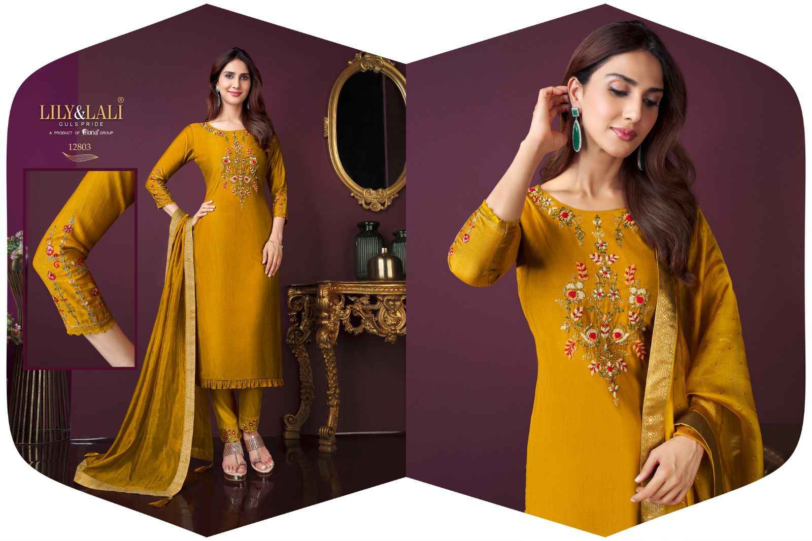 LILY AND LALI MODERN EASE VISCOSE WITH BEAUTIFUL HAND WORK DESIGNER KURTI WITH PANT AND DUPATTA