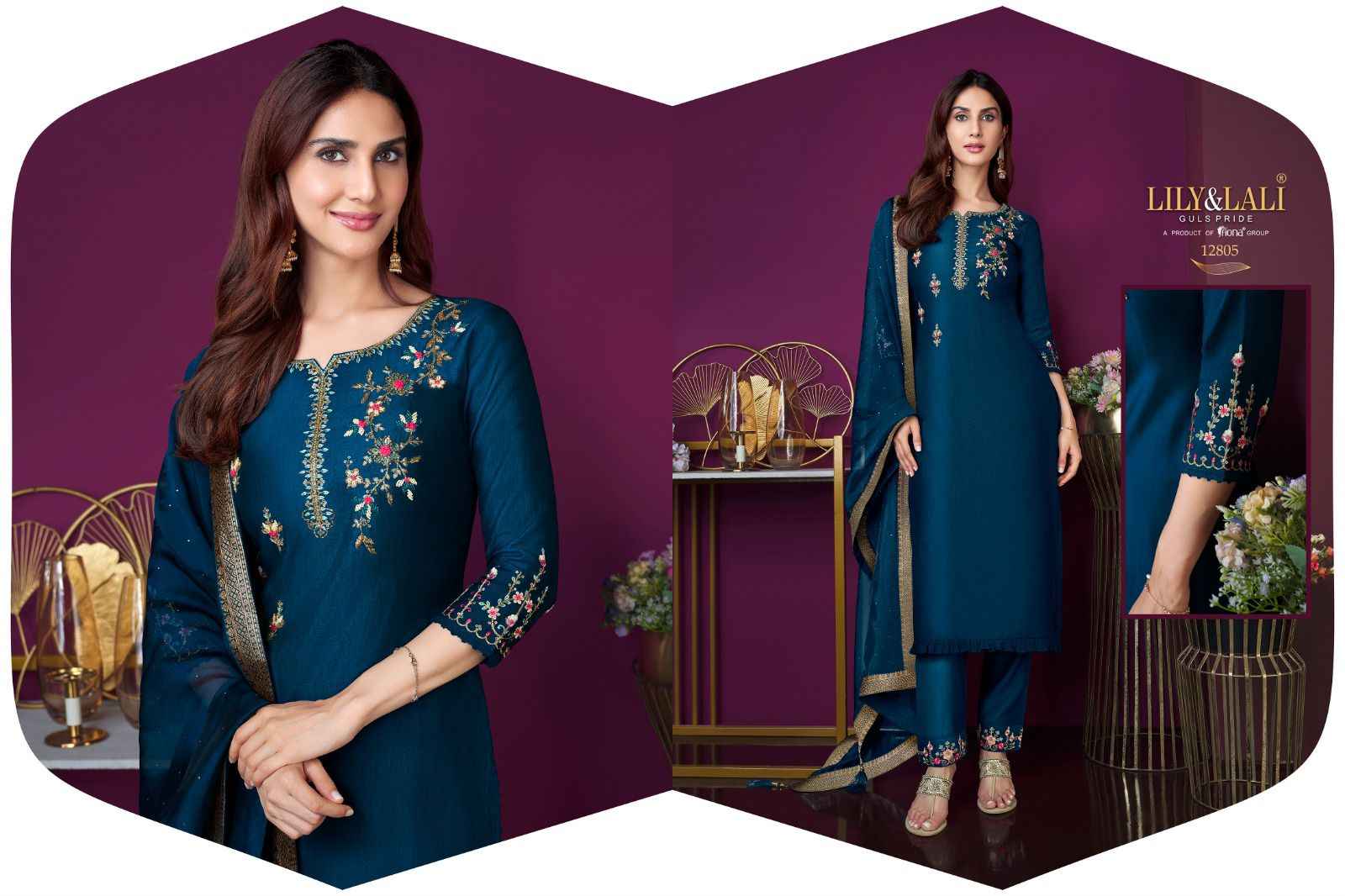 LILY AND LALI MODERN EASE VISCOSE WITH BEAUTIFUL HAND WORK DESIGNER KURTI WITH PANT AND DUPATTA