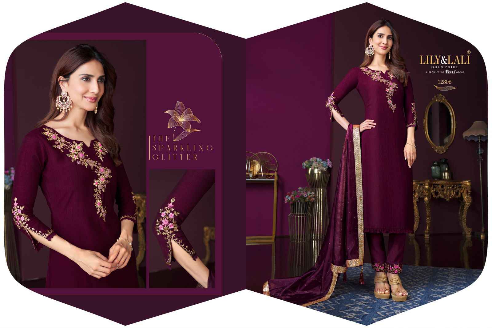 LILY AND LALI MODERN EASE VISCOSE WITH BEAUTIFUL HAND WORK DESIGNER KURTI WITH PANT AND DUPATTA