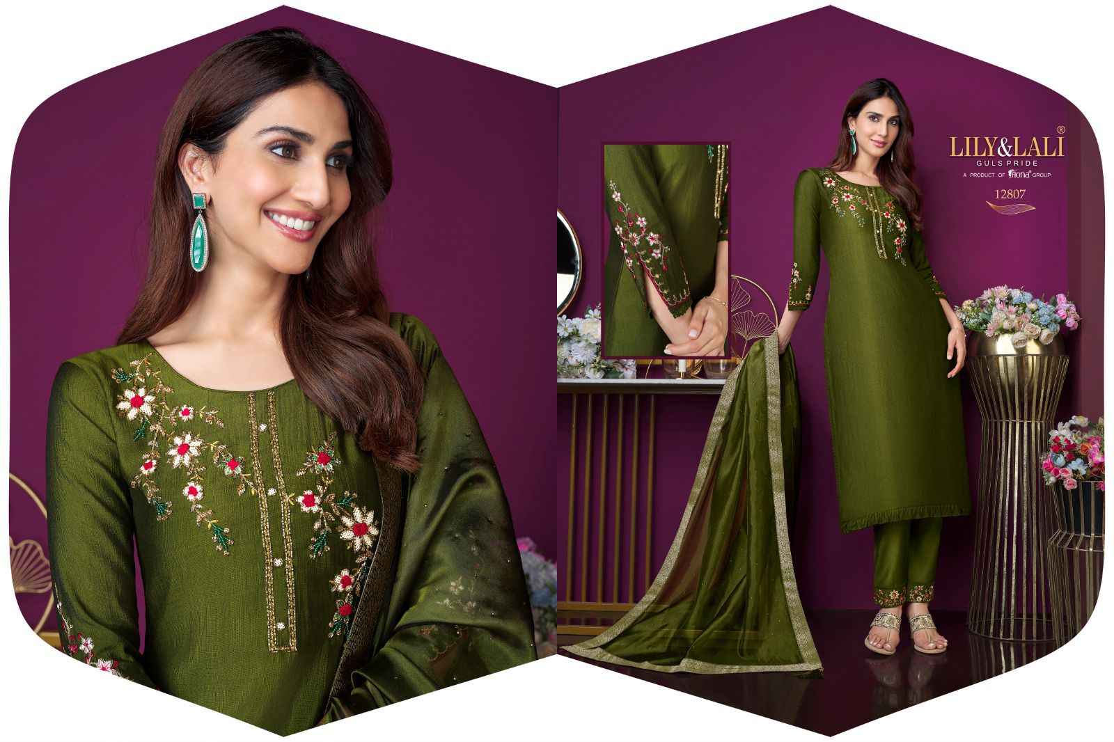 LILY AND LALI MODERN EASE VISCOSE WITH BEAUTIFUL HAND WORK DESIGNER KURTI WITH PANT AND DUPATTA