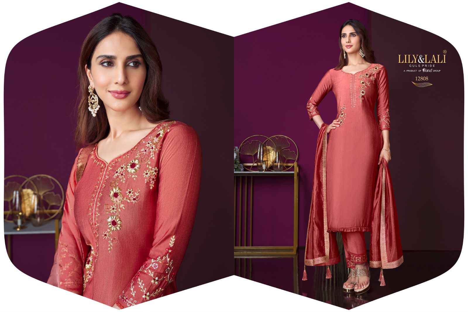 LILY AND LALI MODERN EASE VISCOSE WITH BEAUTIFUL HAND WORK DESIGNER KURTI WITH PANT AND DUPATTA