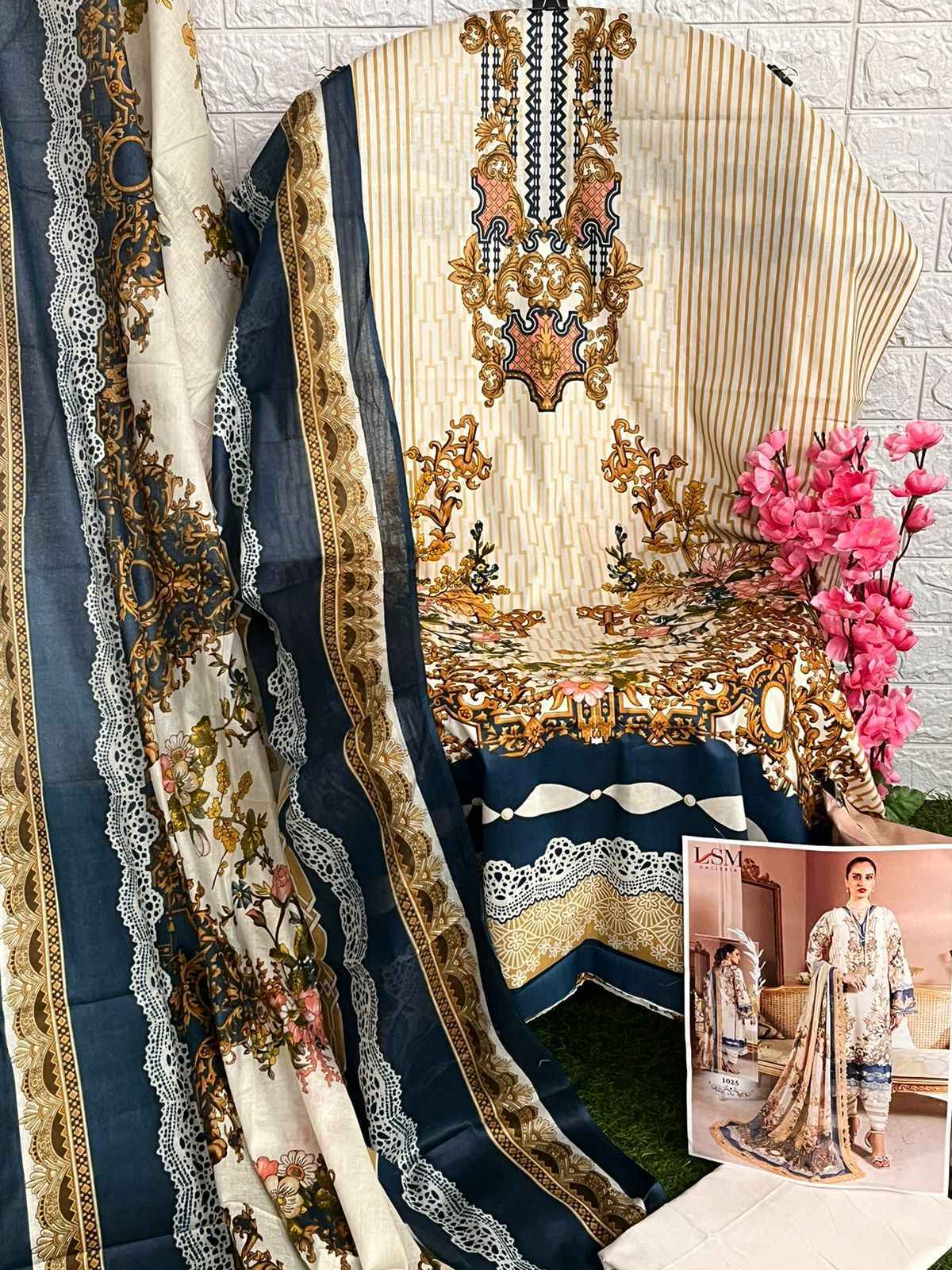Lsm Galleria Parian Dream Vol-3 Lawn Cotton Dreass Material 6 pcs Catalogue