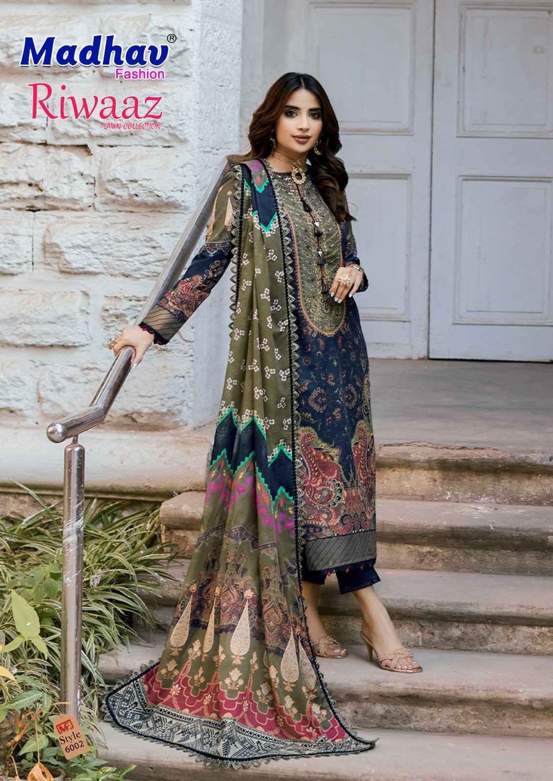 MADHAV FASHION RIWAAZ VOL-6 LAWN COTTON SUITS CATALOG WHOLESALE SUPPLIER SURAT