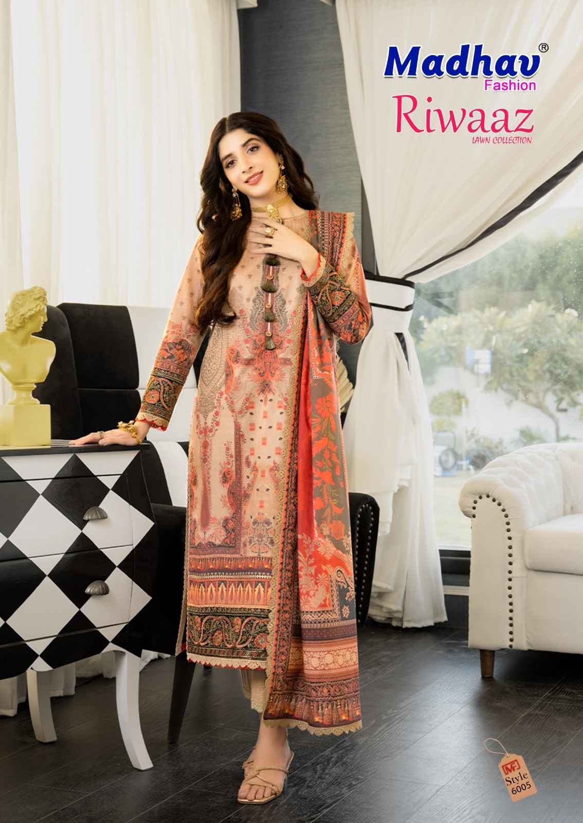 MADHAV FASHION RIWAAZ VOL-6 LAWN COTTON SUITS CATALOG WHOLESALE SUPPLIER SURAT