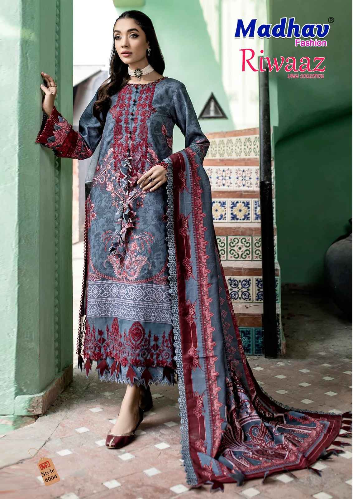 MADHAV FASHION RIWAAZ VOL-6 LAWN COTTON SUITS CATALOG WHOLESALE SUPPLIER SURAT