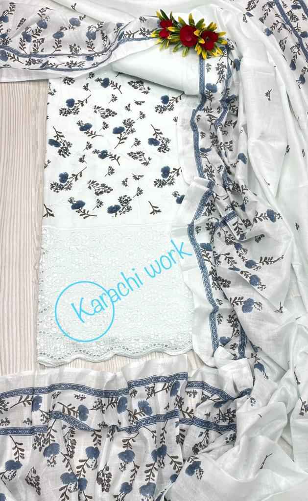 NKT 101 Camric Karakchi Cotton Dress Material 4 pcs Catalogue