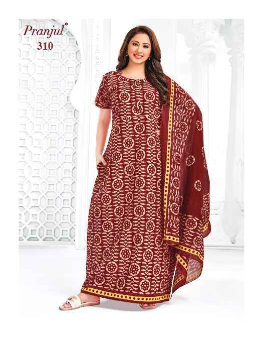 Pranjul Pragati Nighties With Dupatta Vol-5 Cotton Nighties 24 pcs Catalogue