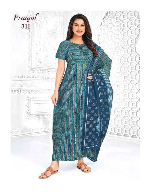 Pranjul Pragati Nighties With Dupatta Vol-5 Cotton Nighties 24 pcs Catalogue